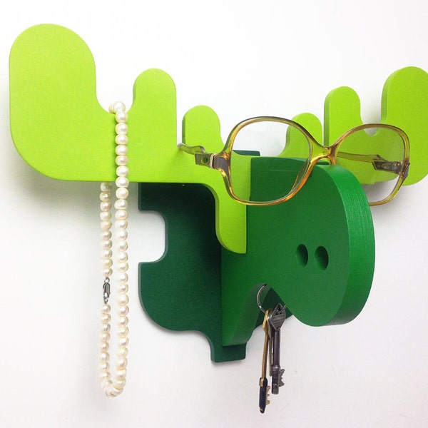 MOOSE wall hook Green / Wall hanger / Organiser / Glasses, watches, jewelry rack / Deer antlers / Moose antlers / Elk antlers / by PopDekor