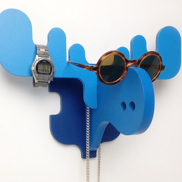 MOOSE Wall Hanger Blue/ Wall Organiser / Glasses, watches, jewelry holder / Deer antlers / Moose antlers / Elk antlers / Ålg / by PopDekor