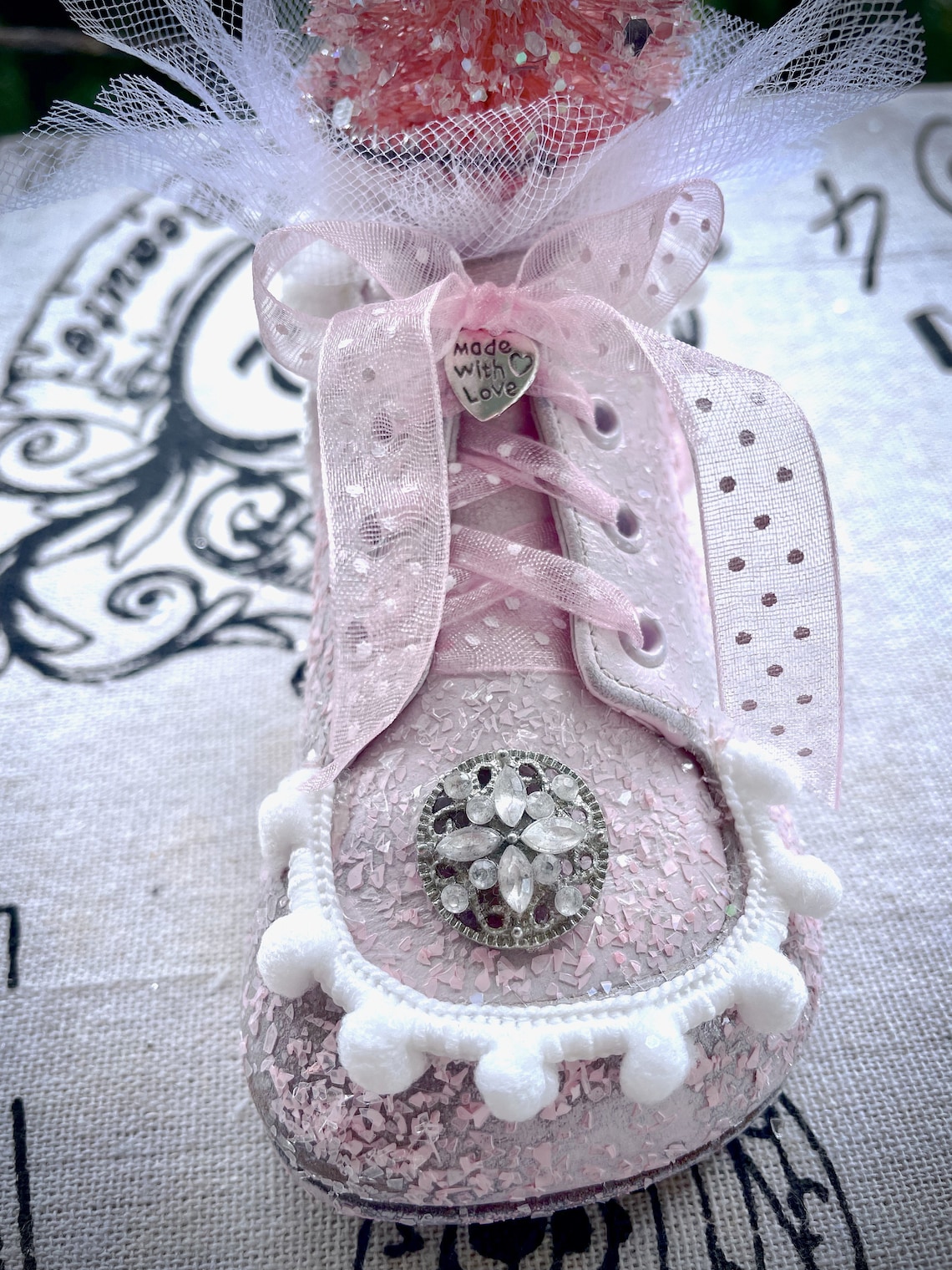 Vintage Baby Shoe Christmas Ornament Home Decor Lace Etsy