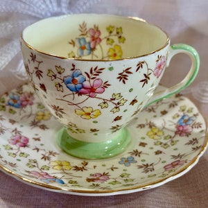 Foley China Tea Cup and Saucer Set - English Bone China - Floral Chintz Pattern - Made in England - Collectable