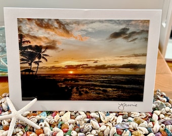 Hawaiian Sunset Blank Photo Card with Envelope - Haleiwa Hawaii