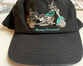 Vintage 90s Harley Davidson Embroidered Black Strapback