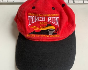 2003 Torch Run Low Profile Red and Black Strapback Dad Hat