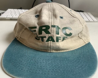 Low Profile 1999 Beige ERTC Staff Strapback Hat Beige and Green