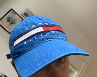 Vintage 90s Blue Tommy Filger Hat Strapback Low Profile Dad Hat