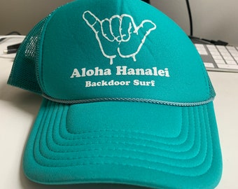 Aloha Hanalei Backdoor Surf Hat Foam Trucker Snapback Teal Colored