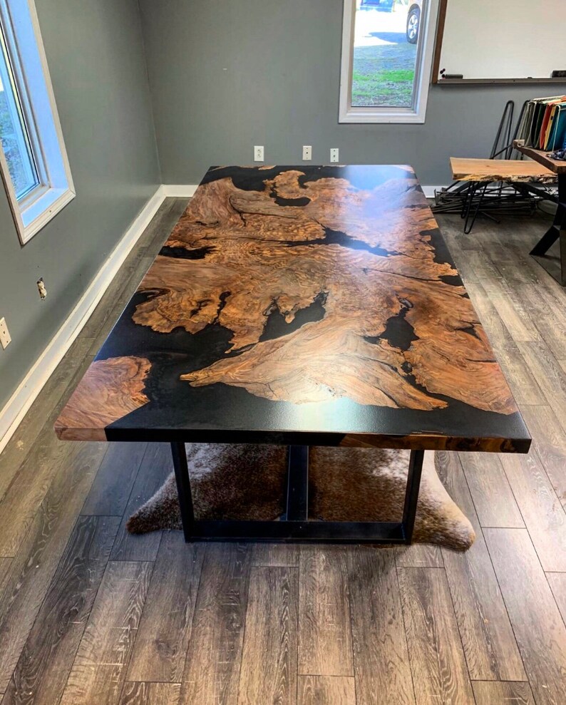 Walnut Burl Epoxy Dining Table Etsy