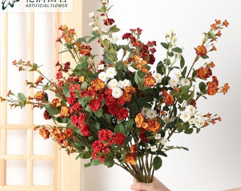 Seide Herbstblumen, Faux Wildblumen, Kleine Rosen, Faux Margeriten, Faux Gänseblümchen, Kleine Fake Blumen, Künstliche Rosen, Gänseblümchen, Home Decor