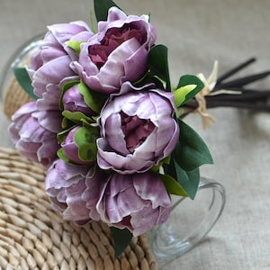 Purple Peonies Real Touch Silk Bridal Bouquets Wedding Centerpieces Bridesmaid Bouquets Home Flowers Party Accessory