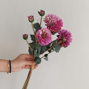 3 Stems Faux Dahlia, Artificial Dahlia, Silk Dahlia, Artificial Flowers, Faux Flowers/Garden Flower Gift
