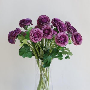 20.5" Purple Artificial Ranunculus, Real Touch Flowers, Garden Flower Gift/Wedding bouquet/Kitchen Decoration