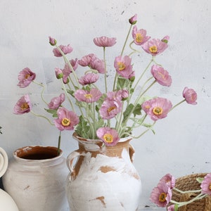 Poppy Flowers, Artificial Poppy, Silk Wildflowers, Silk Poppy, Spring Flowers, Artificial Faux Flower, Faux Wildflowers, Lavender purple