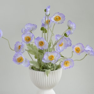 23&quot; Artificial Poppy,  Blue Purple Flowers, Silk Poppy, Artificial Faux Flower, Faux Wildflowers/Fall/Home Decor/Gift/Kitchen Decorations