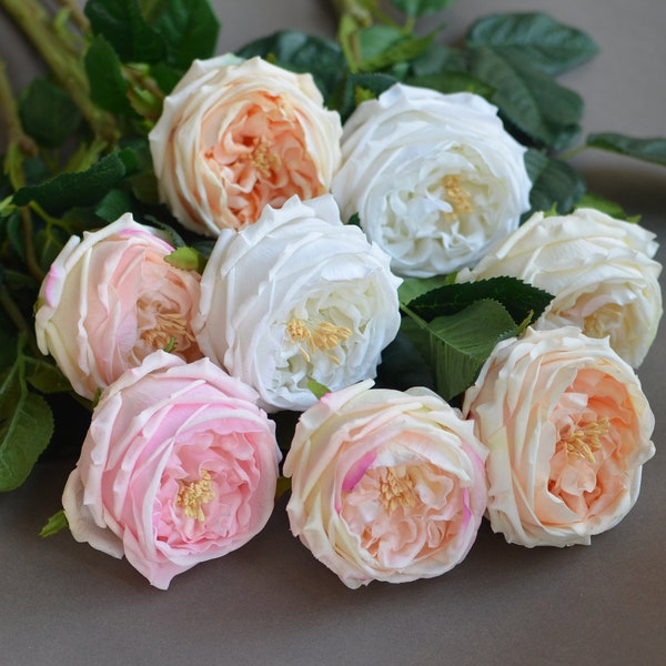 Faux Austin Roses, Wedding Decor, Home Decoration, Real Touch Roses, Blush Cream Ivory, Silk Roses, DIY Wedding Bouquets
