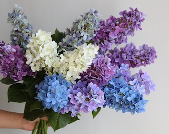 27.5" Real Touch Huge Cone Shaped Hydrangeas Stem, Artificial Flowers, /DIY Floral/Wedding/Home Decoration/Gift