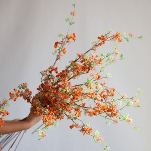 39&quot; Artificial Mini Orange Blossom Branch, Cherry Blossom, Small Fake Flowers, Faux Flowers/Home Decor/Wedding/Gift