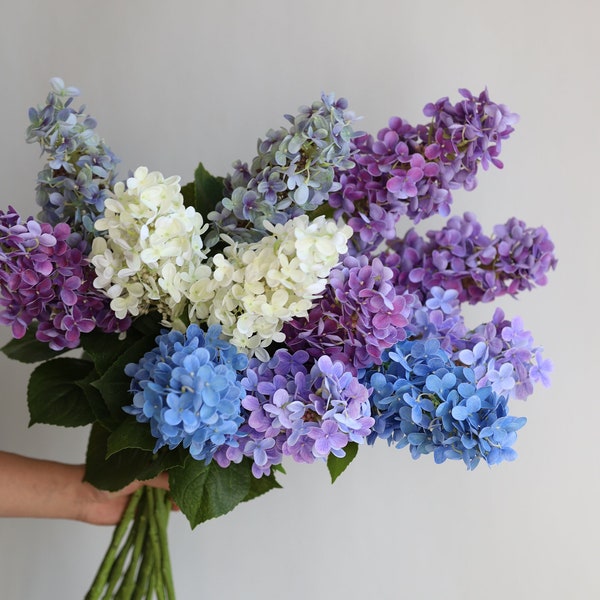 27.5" Real Touch Huge Cone Shaped Hydrangeas Stem, Artificial Flowers, /DIY Floral/Wedding/Home Decoration/Gift