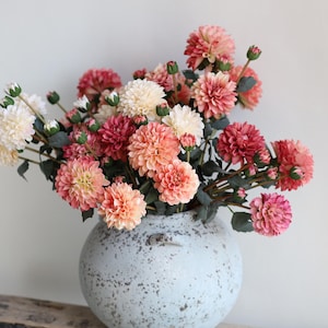 3 stems Artificial Dahlia, Faux Dahlia, Silk Dahlia, Artificial Flowers, Fake Dahlia/Wedding/Home Decoration/Gifts