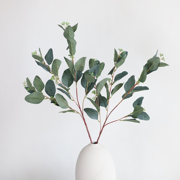 31" Faux Seeded Eucalyptus Leaves Stem, Fake Eucalyptus,  Artificial Plant , DIY Greenery/Wedding/Home Decoration