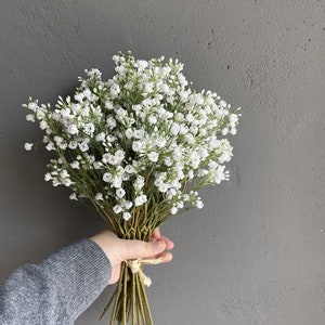 3Pcs Babys Breath Artificial Flowers Fake White Blue Flowers Real Touch Gypsophila  Floral in Bulk for Home Wedding Garden Decor