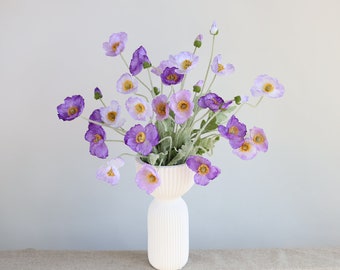 Fleurs artificielles de 23 po., coquelicots artificiels, fleurs artificielles, fleurs en soie, fleurs artificielles, coquelicots/décoration de la maison/cadeau/fleurs violettes
