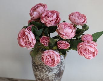 Tige de pivoine séchée de 20 po., pivoine rose, fleur artificielle/floral DIY/mariage/décoration de la maison/cadeaux