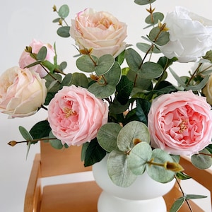 Artificial Flowers, Artificial Roses, Austin Roses, Wedding Decor, Home Decoration, Real Touch Roses, DIY Wedding Bouquets, Pink roses