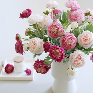 20" Faux Ranunculus, Artificial Ranunculus, Fake Ranunculus, Silk Ranunculus, Artificial flowers
