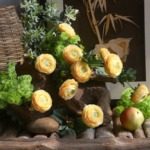 Yellow Ranunculus, Fake Ranunculus, Luxe faux Ranunculus, Silk Ranunculus, Wholesale Artificial Flowers, Artificial Flowers