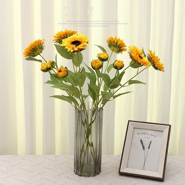 Faux Sunflowers, Artificial Sunflowers, Silk Sunflowers, Fake Sunflowers, Sunflower, Home and Living, Sunflower Decor, Home Decor, Gift