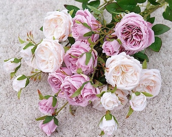 Silk Purple Roses, Faux Rose, Silk Roses, David Austin Rose, Cabbage Roses, Artificial Flowers, Real Looking Roses, Mauve Roses