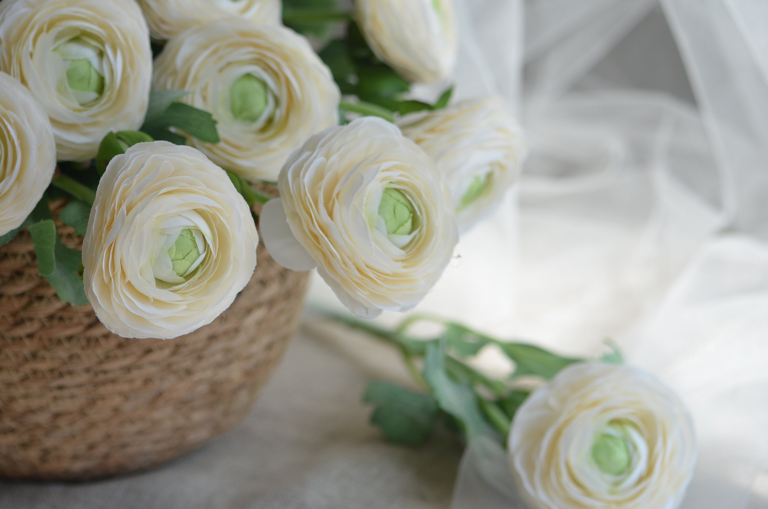 White Fake Ranunculus Fake Ranunculus, Luxe Faux Ranunculus, Silk Ranunculus, White ...