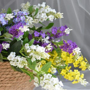 4 colors! White Silk Flowers, Small purple Flowers, Silk Wildflowers, Miniature Wildflowers, Faux Wildflowers, Artificial Flowers