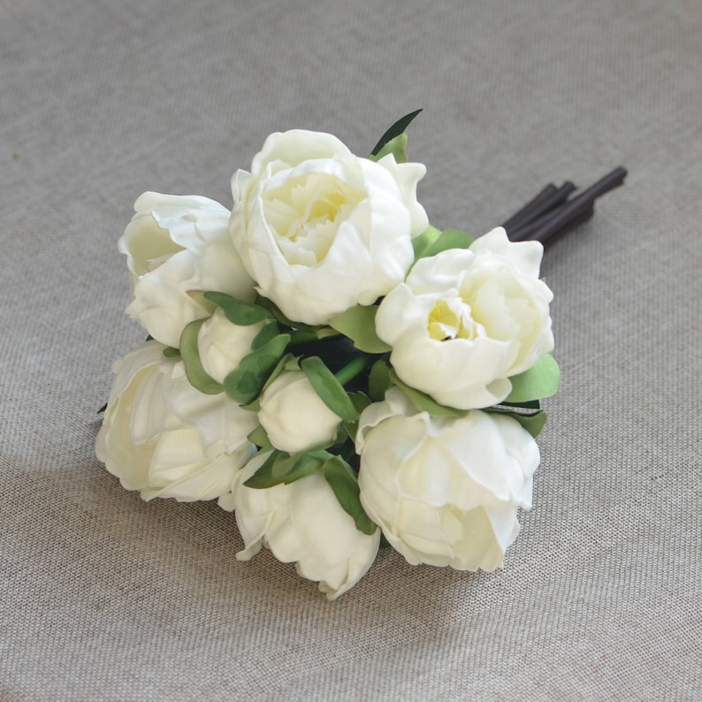 Ivory Peonies Real Touch Silk Bridal Bouquets Wedding Etsy