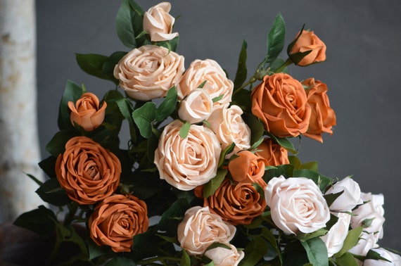 5 Colors! Fall Decoration, Burnt Orange Roses, Terracotta Flowers
