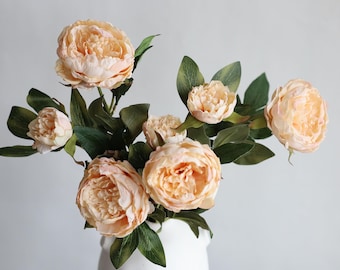 20" Peony, Dried Peonies, Silk Peony, Artificial Flowers, Garden Flower Gift/Wedding/Home Decoration