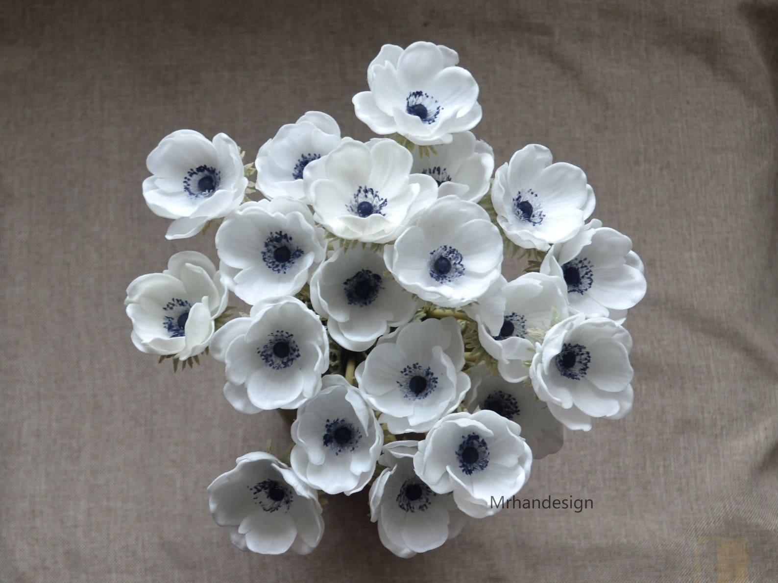 Deep Blue Center Anemones Real Touch Flowers Centerpieces Etsy