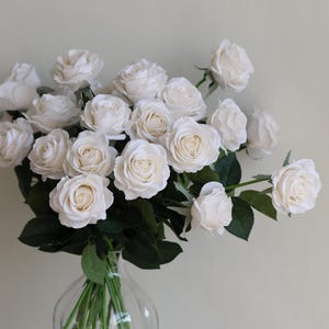 16&quot;Morandi White Roses, Real Touch Roses, Real Touch Flowers, Silk Roses, Fake Flowers, White Flowers, Garden Flower Gift
