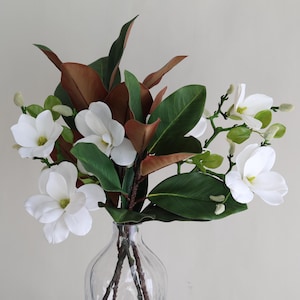 22&quot; Faux Magnolia Leaves, Magnolia Stems, Artificial Magnolia Leaves, Faux Branches/Garden Flower Gift