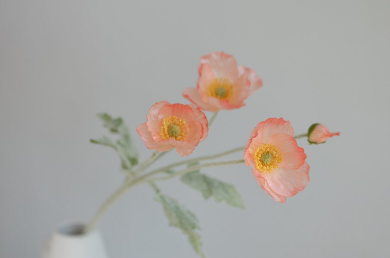 23 Artificial Poppy, Silk Wildflowers, Silk Poppy, Artificial Faux Flower, Faux Wildflowers/Home Decoration/Gift/Kitchen Decorations Coral pink