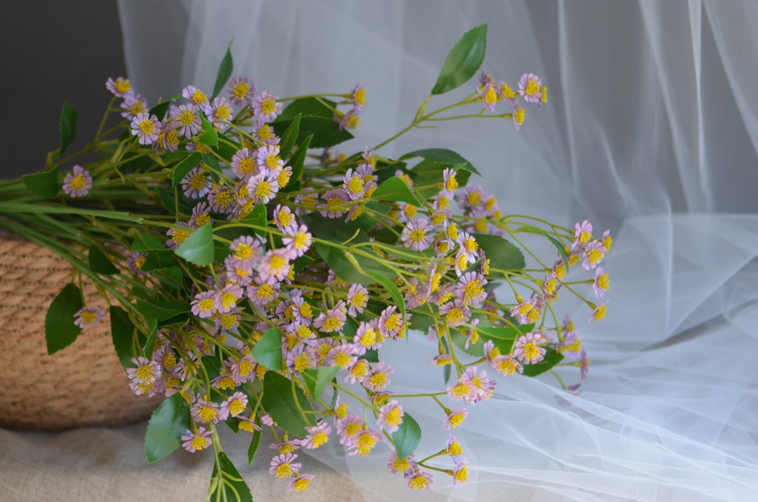 3 Colors Purple Artificial Wildflowers Small Silk Etsy