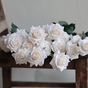 16&quot; White Roses, Real Touch Roses, Real Touch Flowers, Silk Roses, Fake Flowers, White Flowers, Garden Flower Gift