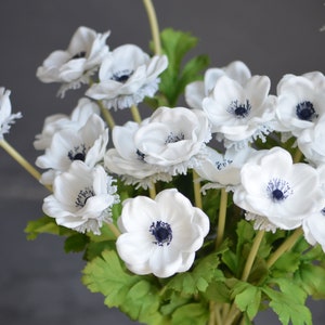 Deep Blue Center Anemones Real Touch Flowers, Centerpieces, Decorative Flowers Navy Blue Anemones image 5