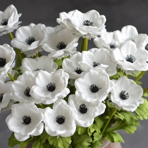 Solid Black Center Anemones Real Touch Flowers, Centerpieces, Decorative Flowers