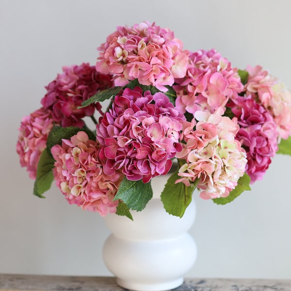 20" Real Touch Pink hydrangea, Artificial Hydrangea, Faux Hot Pink hydrangea, DIY Wedding/Wedding Decor/Home Decor/Gift