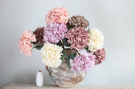 20" Silk Dried Hydrangeas, Dried Look Large Hydrangea, Hortensien Getrocknet, Hortensia Stabilisé, Preserved Hydrangea, DIY Floral/Wedding