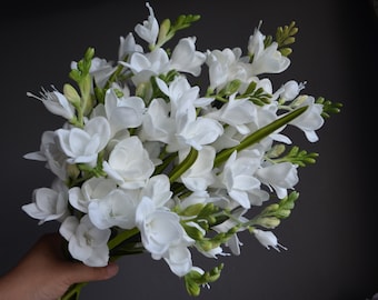 Fresias artificiales, Fresias de tacto realista, Orquídeas de seda, Fresias blancas, Orquídeas artificiales, Flores de tacto realista, Orquídeas de tacto realista, Tallo de orquídea