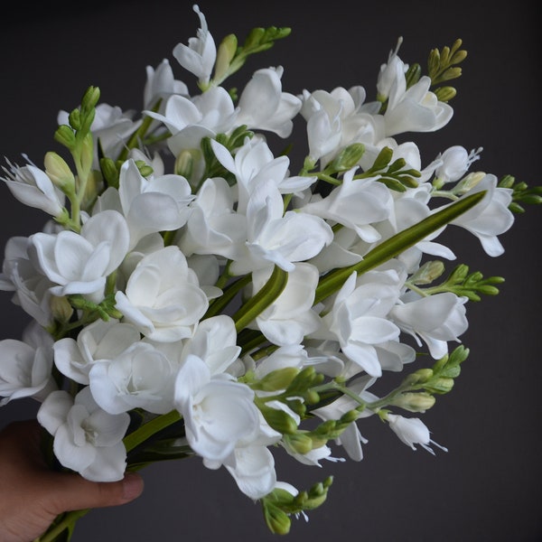 Artificial Freesia, Real Touch Freesia, Silk orchids, White Freesien, Artificial orchid, Real touch flowers, Real touch orchids, Orchid Stem