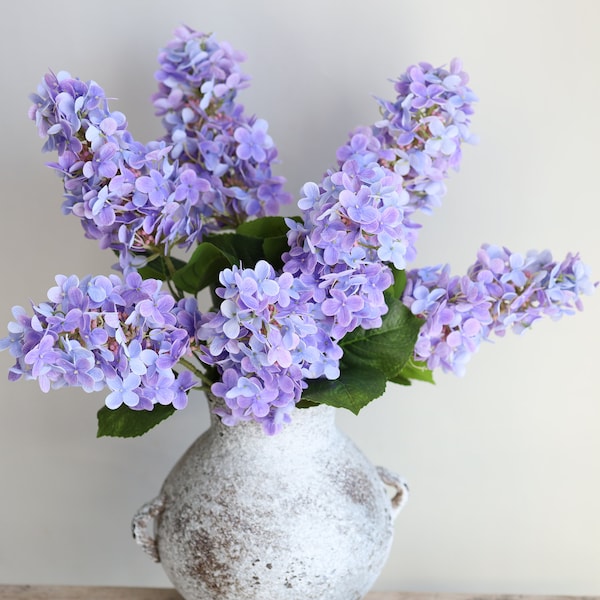 Énorme tige d'hortensia bleu-violet en forme de cône réel de 27,5 po., fleur mauve lavande artificielle,/bricolage floral/mariage/décoration de la maison/cadeau