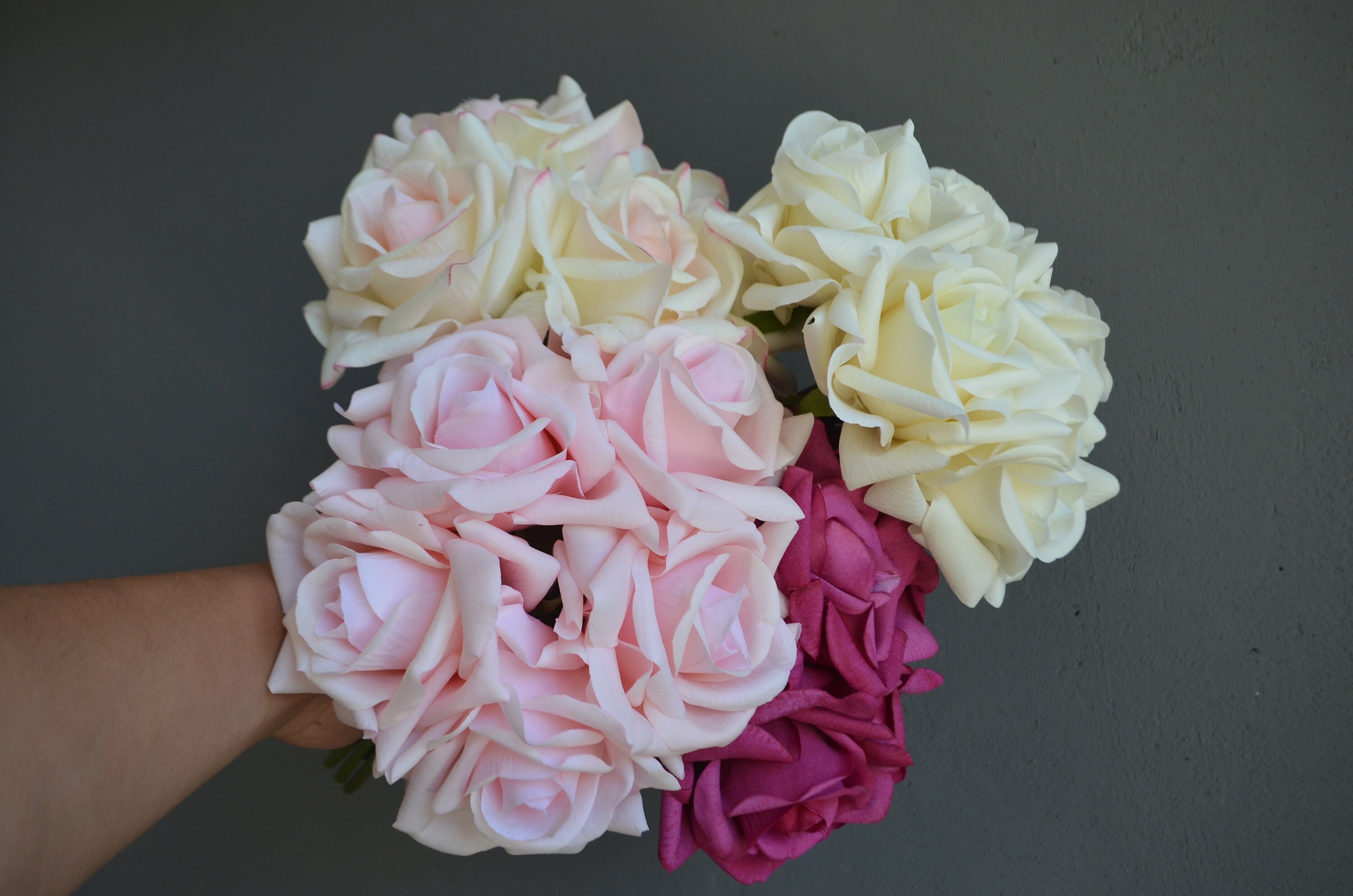 Realastic Roses Blush Garden Roses, Real Touch Rose Bundle, Pink Roses, Artificial ...